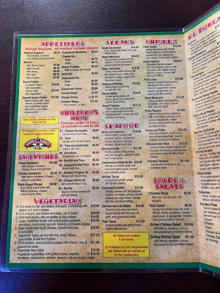 El Poblano Mexican Restaurant Menu image 2