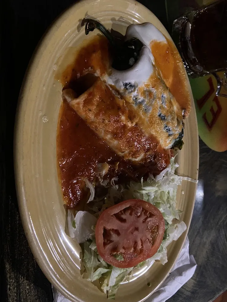 Shredded Meat Enchiladas and Refried Beans